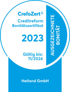 CrefoZert Bonitätszertifikat Hetland GmbH